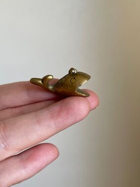 Vintage Brass Tiny Whale Charm